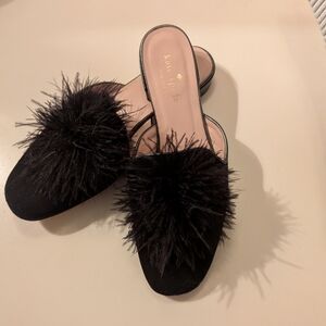 Kate Spade Black Furry Women's Slides